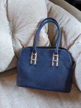 Structured Navy Dome Satchel Handbag for Women